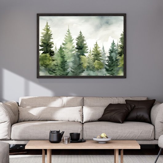 dennenboomafdruk | Winter Landschap Muurkunst Poster