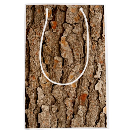 Dennenboomstamstructuur Medium Cadeauzakje (Voorkant)