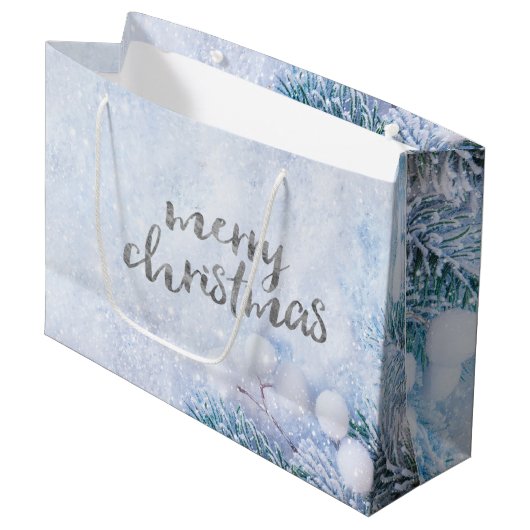 Dennenboomtakken, Sneeuw Groot Cadeauzakje (Voorkant Gekanteld)