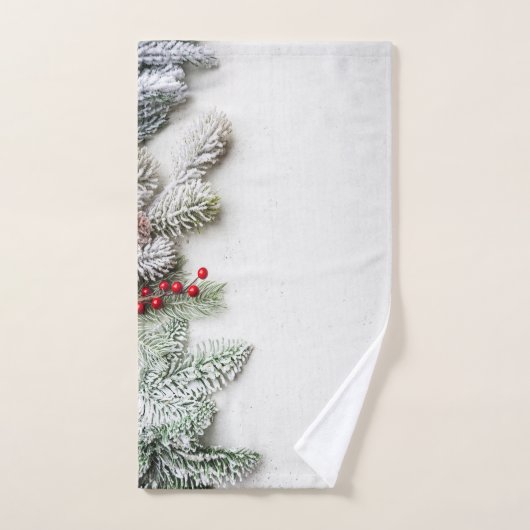 Dennenboomtakken Sneeuw Kerstmis Bad Handdoek (Handdoek)