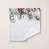 Dennenboomtakken Sneeuw Kerstmis Bad Handdoek (Wasdoekje)