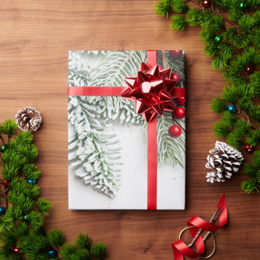Dennenboomtakken Sneeuw Kerstmis Cadeaupapier (Feestdagen Geschenken)