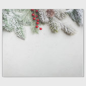 Dennenboomtakken Sneeuw Kerstmis Cadeaupapier (Vlak)