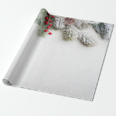 Dennenboomtakken Sneeuw Kerstmis Cadeaupapier (Uitgerold)