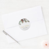 Dennenboomtakken Sneeuw Kerstmis Ronde Sticker (Envelop)