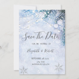 Dennenboomtakken, Sneeuw snoerlampjesBewaar de dat Save The Date