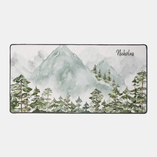 Dennenbos en bergen bureaumat (Voorkant)