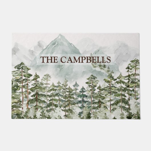 Dennenbos en bergen deurmat (Voorkant)