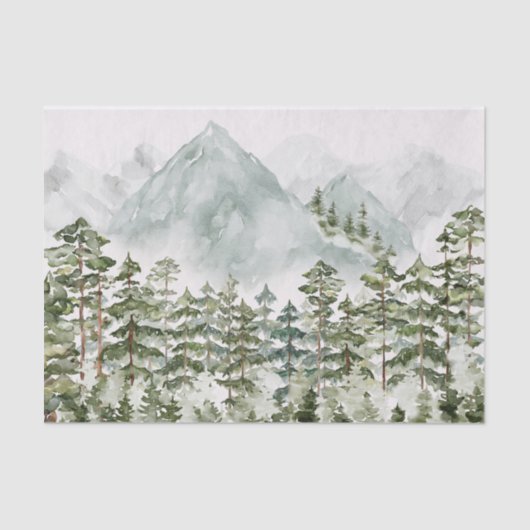 Dennenbos en bergen tissuepapier (Voorkant)