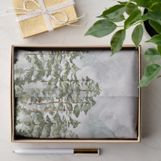 Dennenbos en bergen tissuepapier (Geschenk)