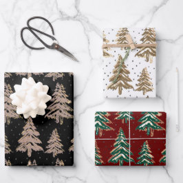 dennenbos gouden vlekken vakantiepranspier inpakpapier vel