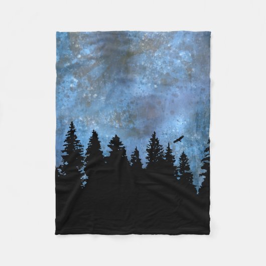 Dennenbos Nacht Fleece Deken (Voorkant)