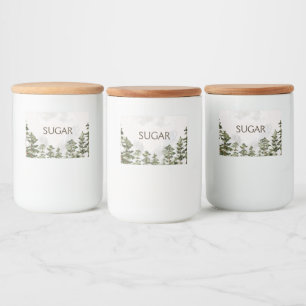 Dennenbos  Natuur Aquarel Voedselcontainer Etiket