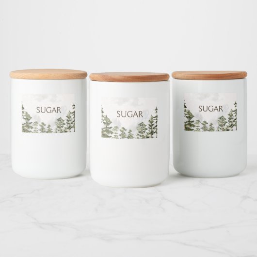 Dennenbos Natuur Aquarel Voedselcontainer Etiket (Flessen)