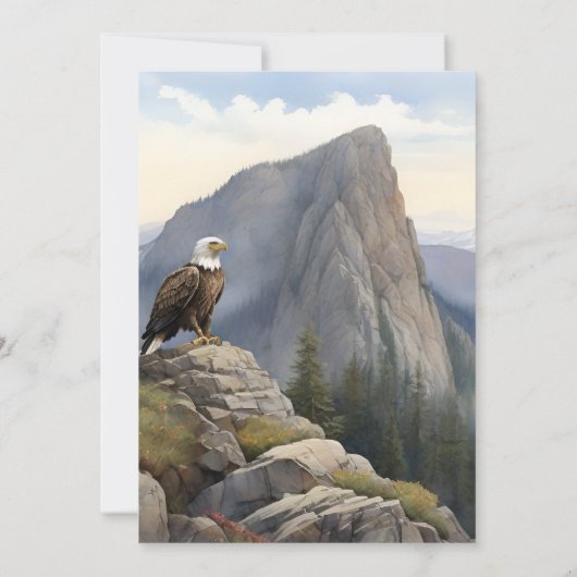 Dennenbos roestige aquarel thema bruiloft kaart (Achterkant)