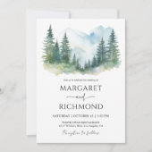 Dennenbos Rustieke Aquarel Bruiloft Kaart (Voorkant)