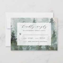 Dennenbos Rustieke Aquarel Thema Trouwen RSVP Kaartje