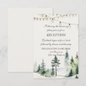 Dennenbos, Slingerlichten Huwelijksreceptie Kaart (Voorkant / Achterkant)