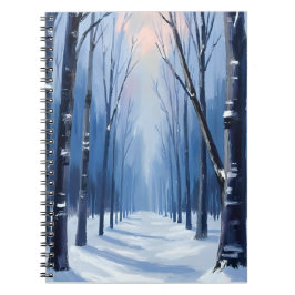 Dennenbos Winter Bosland Watercolor Schilderij Notitieboek
