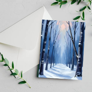 Dennenbos Winter Bosland Watercolor Verfkaart