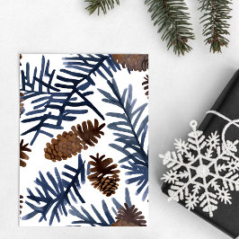 Dennenkegels & Takken | Watercolor Winter Schilder Briefkaart