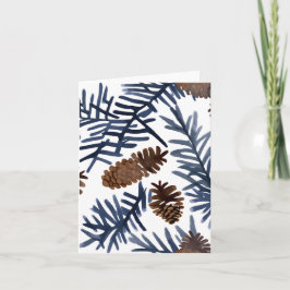 Dennenkegels & Takken | Watercolor Winter Schilder Feestdagen Kaart