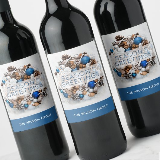 Dennenkrans Seizoensgroeten Zakelijk Cadeau Wijn Etiket