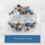 Dennenkrans Seizoensgroeten Zakelijk Cadeau Wijn Etiket (Enkel label)