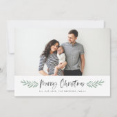 Dennennaald Merry Christmas Moderne Foto Feestdagenkaart (Voorkant)