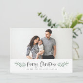 Dennennaald Merry Christmas Moderne Foto Feestdagenkaart (Staand voorkant)