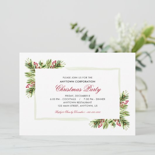 dennennaalden | Zakelijke feestdag Kerstfeest Kaart (Staand voorkant)