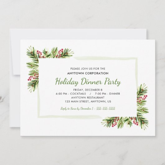 dennennaalden | Zakelijke feestdagen Diner Party Kaart (Voorkant)