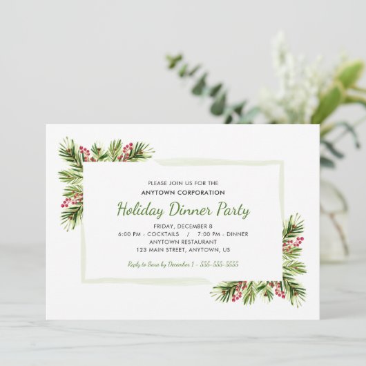 dennennaalden | Zakelijke feestdagen Diner Party Kaart (Staand voorkant)