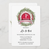 Dennennaaldkrans Rood 1e trouwdagjubileum  Kaart (Voorkant / Achterkant)