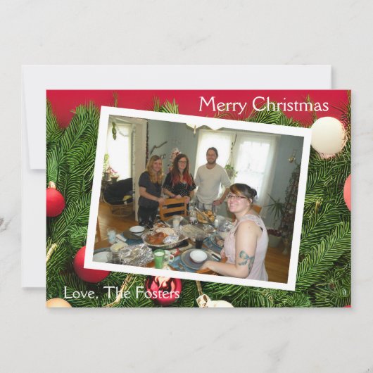  dennentakken kerstfoto feestdagenkaart (Voorkant)