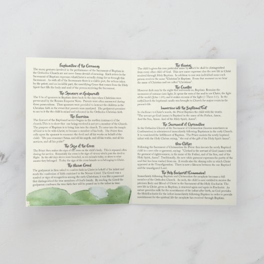 Dennis Grieks-orthodoxe Kerk Baptisme-programma Programma (Binnen)