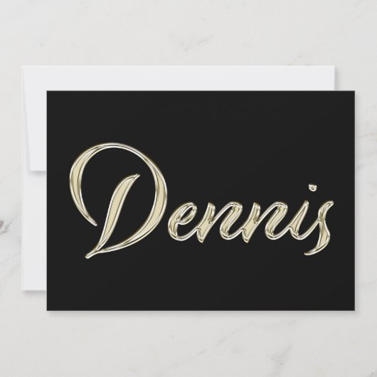 Dennis Name white gold Handwriting Karte Kaart (Voorkant)