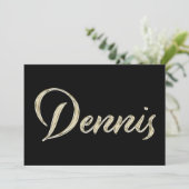 Dennis Name white gold Handwriting Karte Kaart (Staand voorkant)