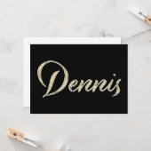 Dennis Name white gold Handwriting Karte Kaart (Voorkant / Achterkant in situ)