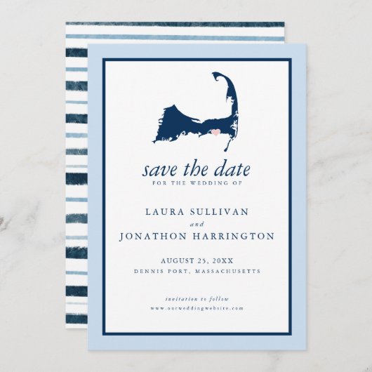 Dennis Port Cape Cod Wedding Save The Date (Voorkant / Achterkant)