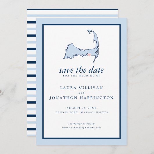 Dennis Port Cape Cod Wedding Save The Date (Voorkant / Achterkant)