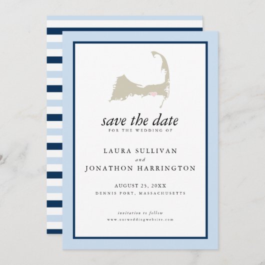 Dennis Port Cape Cod Wedding Save The Date (Voorkant / Achterkant)