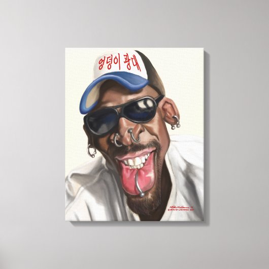 Dennis Rodman - Karikatuur op doek 18 x 24 Canvas Afdruk (Voorkant)