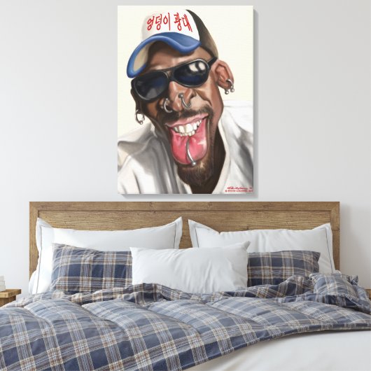 Dennis Rodman - Karikatuur op doek 18 x 24 Canvas Afdruk (Insitu (Slaapkamer))