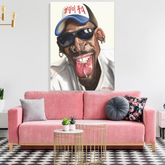 Dennis Rodman - Karikatuur op doek 18 x 24 Canvas Afdruk (Insitu (Woonkamer))