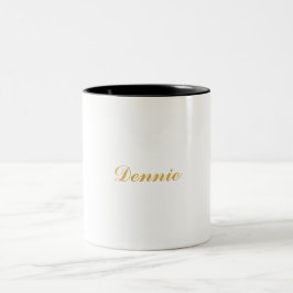 Dennis typografie goud schrift gepersonaliseerd ca tweekleurige koffiemok
