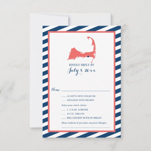 Dennisport Cape Cod | Huwelijk RSVP Kaartje (Voorkant)