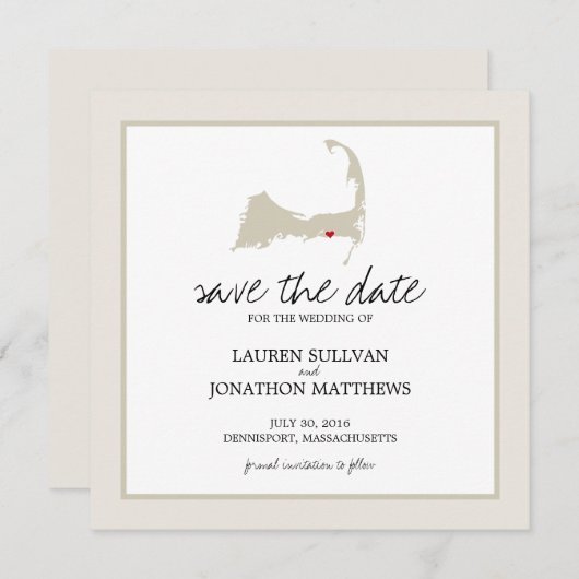 Dennisport Cape Cod Wedding Save the Date (Voorkant / Achterkant)