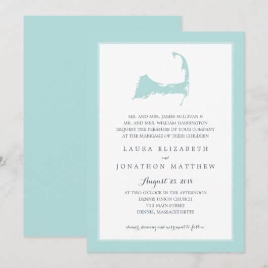 Dennist Cape Cod Kaart Zeeglas Groen | Bruiloft (Voorkant / Achterkant)