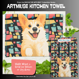 DENNY corgi  - ArtMuse Kitchen Towels  Theedoek